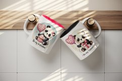 Watercolor cute panda holding heart balloon Valentines Day quote love print 20 oz tumbler skinny mug wrap clipart t-shirt sublimation printable design