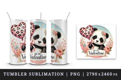 Watercolor cute panda holding heart balloon Valentines Day quote love print 20 oz tumbler skinny mug wrap clipart t-shirt sublimation printable design
