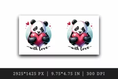 Watercolor cute panda hugging heart With Love quote Valentine Day print 20 oz tumbler skinny mug wrap clipart t-shirt sublimation printable design