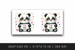 Watercolor cute panda sparkle hearts I Love You quote Valentine Day print 20 oz tumbler skinny mug wrap clipart t-shirt sublimation printable design
