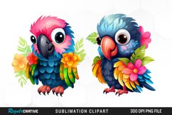 Watercolor Cute Parrot Illustration PNG Clipart Product Image 1