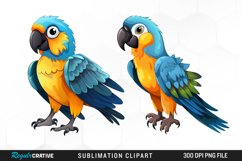 Watercolor Cute Parrot Clipart Product Image 1