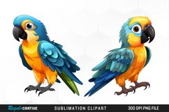 Watercolor Cute Parrot Clipart Product Image 1