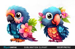 Watercolor Cute Parrot Illustration PNG Clipart Product Image 1