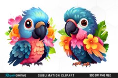 Watercolor Cute Parrot Illustration PNG Clipart Product Image 1