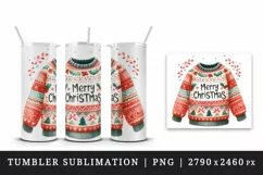 Watercolor cute patterned sweater Merry Christmas greeting quote print 20 oz tumbler skinny mug wrap clipart t-shirt sublimation printable design