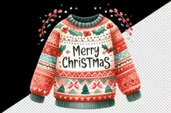 Watercolor cute patterned sweater Merry Christmas greeting quote print 20 oz tumbler skinny mug wrap clipart t-shirt sublimation printable design