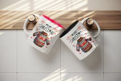 Watercolor cute patterned sweater Merry Christmas quote print 20 oz tumbler skinny mug wrap clipart t-shirt sublimation printable design