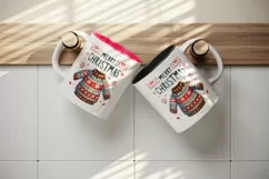 Watercolor cute patterned sweater Merry Christmas quote print 20 oz tumbler skinny mug wrap clipart t-shirt sublimation printable design