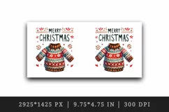 Watercolor cute patterned sweater Merry Christmas quote print 20 oz tumbler skinny mug wrap clipart t-shirt sublimation printable design