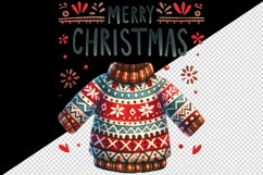 Watercolor cute patterned sweater Merry Christmas quote print 20 oz tumbler skinny mug wrap clipart t-shirt sublimation printable design