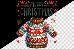 Watercolor cute patterned sweater Merry Christmas quote print 20 oz tumbler skinny mug wrap clipart t-shirt sublimation printable design