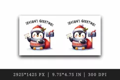 Watercolor cute penguin Christmas sweater letter Season Greetings quote print tumbler skinny mug wrap clipart t-shirt sublimation printable design