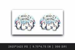 Watercolor cute penguin family Merry Christmas quote New Year winter print 20 oz tumbler skinny mug wrap clipart t-shirt sublimation printable design