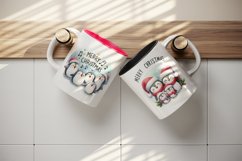 Watercolor cute penguin family Merry Christmas quote New Year winter print 20 oz tumbler skinny mug wrap clipart t-shirt sublimation printable design