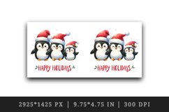 Watercolor cute penguin family Santa hat Happy Holidays Christmas quote print tumbler skinny mug wrap clipart t-shirt sublimation printable design