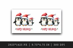 Watercolor cute penguin family Santa hat Happy Holidays Christmas quote print tumbler skinny mug wrap clipart t-shirt sublimation printable design