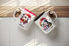Watercolor cute penguin gifts Merry Christmas quote New Year winter print 20 oz tumbler skinny mug wrap clipart t-shirt sublimation printable design