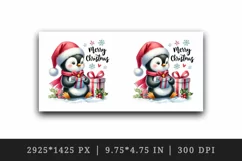 Watercolor cute penguin hat gifts Merry Christmas greeting quote print 20 oz tumbler skinny mug wrap clipart t-shirt sublimation printable design