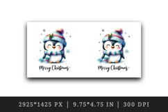Watercolor cute penguin hat scarf Merry Christmas greeting quote print 20 oz tumbler skinny mug wrap clipart t-shirt sublimation printable design