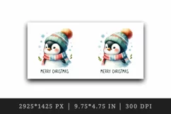 Watercolor cute penguin hat scarf Merry Christmas greeting quote print 20 oz tumbler skinny mug wrap clipart t-shirt sublimation printable design