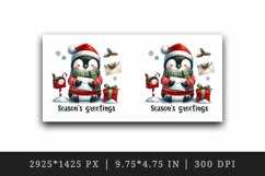 Watercolor cute penguin letter Santa hat Greeting Christmas quote print 20 oz tumbler skinny mug wrap clipart t-shirt sublimation printable design