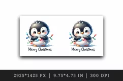 Watercolor cute penguin lights Merry Christmas greeting quote print 20 oz tumbler skinny mug wrap clipart t-shirt sublimation printable design