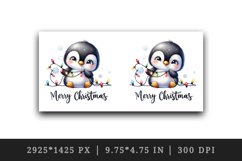 Watercolor cute penguin lights Merry Christmas greeting quote print 20 oz tumbler skinny mug wrap clipart t-shirt sublimation printable design