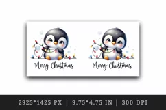 Watercolor cute penguin lights Merry Christmas greeting quote print 20 oz tumbler skinny mug wrap clipart t-shirt sublimation printable design