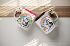 Watercolor cute penguin painting on canvas paint splatters colorful rainbow print tumbler skinny mug wrap clipart t-shirt sublimation printable design