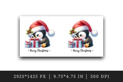 Watercolor cute penguin Santa hat gifts Merry Christmas greeting quote print 20oz tumbler skinny mug wrap clipart t-shirt sublimation printable design