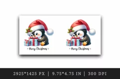 Watercolor cute penguin Santa hat gifts Merry Christmas greeting quote print 20oz tumbler skinny mug wrap clipart t-shirt sublimation printable design