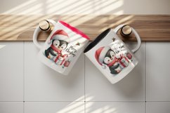 Watercolor cute penguin Santa hat gifts Merry Christmas greeting quote print 20oz tumbler skinny mug wrap clipart t-shirt sublimation printable design