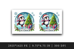 Watercolor cute penguin tree Let it Snow quote Christmas New Year winter print tumbler skinny mug wrap clipart t-shirt sublimation printable design