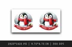 Watercolor cute penguin wearing red scarf Merry Christmas quote print 20 oz tumbler skinny mug wrap clipart t-shirt sublimation printable design