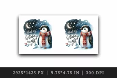 Watercolor cute penguin winter Starry Holiday Night Christmas quote print 20 oz tumbler skinny mug wrap clipart t-shirt sublimation printable design