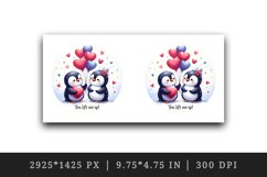 Watercolor cute penguins red heart balloons love Valentine Day quote print 20 oz tumbler skinny mug wrap clipart t-shirt sublimation printable design