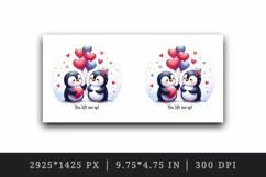 Watercolor cute penguins red heart balloons love Valentine Day quote print 20 oz tumbler skinny mug wrap clipart t-shirt sublimation printable design