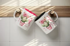 Watercolor cute pink cactus ribbon breast cancer awareness quote print 20 oz tumbler skinny mug wrap clipart t-shirt sublimation printable design