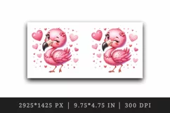 Watercolor cute pink flamingo necklace heart Love Valentine Day quote print 20 oz tumbler skinny mug wrap clipart t-shirt sublimation printable design