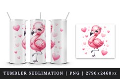 Watercolor cute pink flamingo necklace heart Love Valentine Day quote print 20 oz tumbler skinny mug wrap clipart t-shirt sublimation printable design