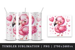 Watercolor cute pink flamingo necklace heart Love Valentine Day quote print 20 oz tumbler skinny mug wrap clipart t-shirt sublimation printable design