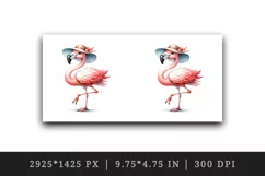 Watercolor cute pink flamingo wearing sunhat and striking pose summer print 20 oz tumbler skinny mug wrap clipart t-shirt sublimation printable design