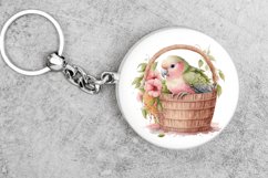 Watercolor Cute Pink Parrot in Basket Clipart Bundle,Watercolor Parrot Clipart Bundle,Parrot Clipart,Easter Bunny,basket with flowers,floral decoration,card making,happy easter,printable gift,png bundle pack,Watercolor Parrot,Jungle Parrot,Parrot Sublimat