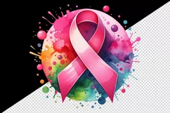 Watercolor cute pink ribbon breast cancer awareness print 20 oz tumbler skinny mug wrap clipart t-shirt sublimation printable design
