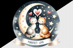 Watercolor cute playful cats hearts Purrfect love quote Valentine Day print 20 oz tumbler skinny mug wrap clipart t-shirt sublimation printable design