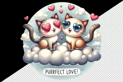 Watercolor cute playful cats hearts Purrfect love quote Valentine Day print 20 oz tumbler skinny mug wrap clipart t-shirt sublimation printable design