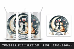 Watercolor cute playful cats hearts Purrfect love quote Valentine Day print 20 oz tumbler skinny mug wrap clipart t-shirt sublimation printable design