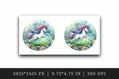 Watercolor cute playful unicorn glittery mane meadow of flowers print 20 oz tumbler skinny mug wrap clipart t-shirt sublimation printable design