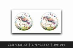 Watercolor cute playful unicorn summer meadow of flowers butterflies print 20 oz tumbler skinny mug wrap clipart t-shirt sublimation printable design